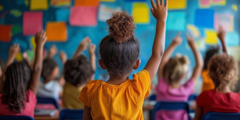 Kinderen steken hun hand op