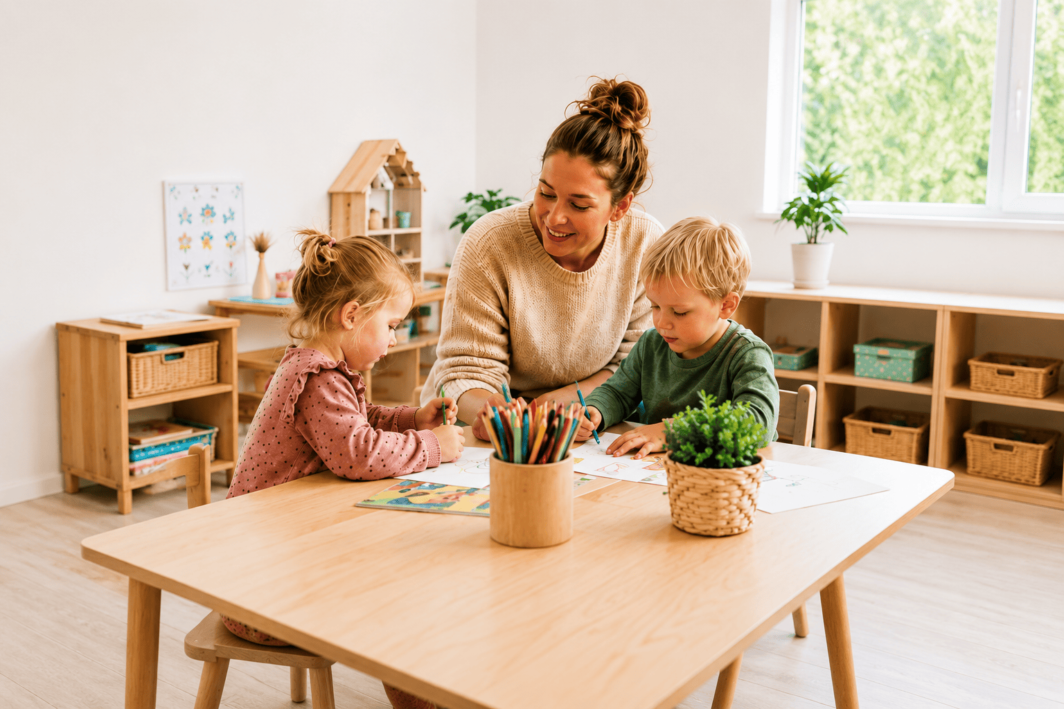 Pedagogisch professional met kinderen