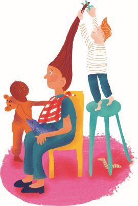 Max en Lisa: Knip-knip-knip Illustratie haren knippen